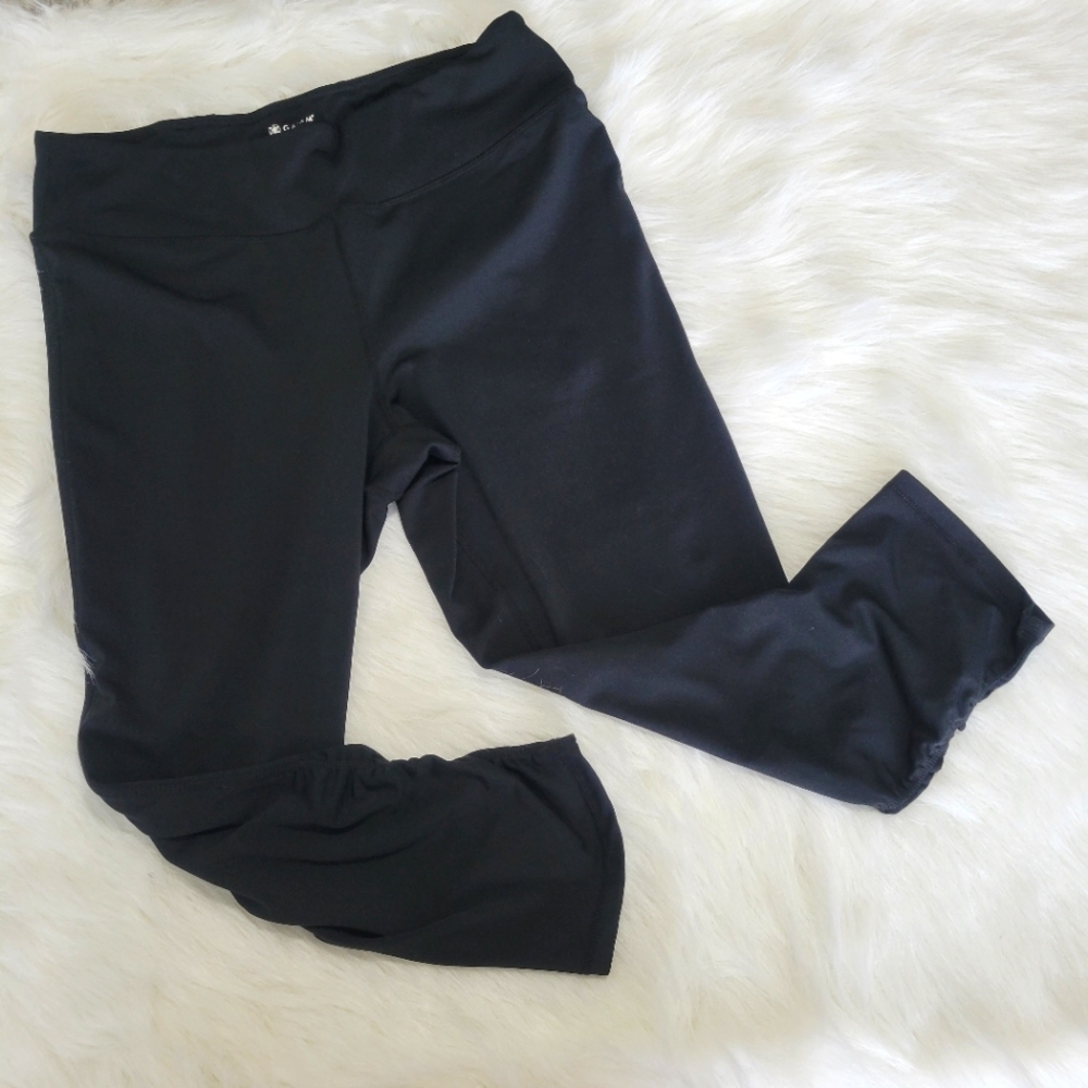 Gaiam Cropped Compression Cinched Ankle Pants L Black EUC